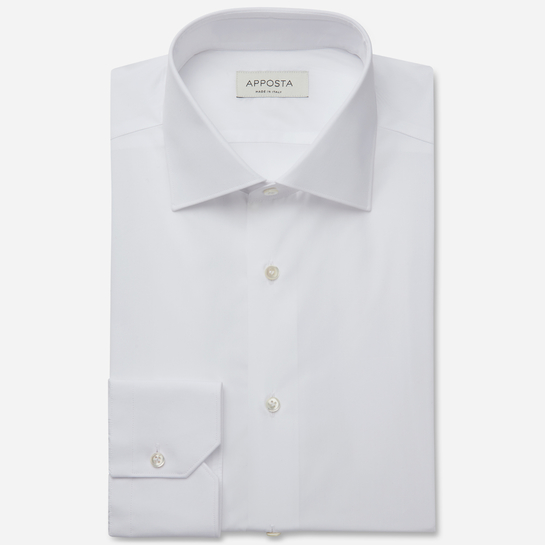 camisa 100% algodón popelina giza 87  color liso  blanco, cuello estilo  semifrancés