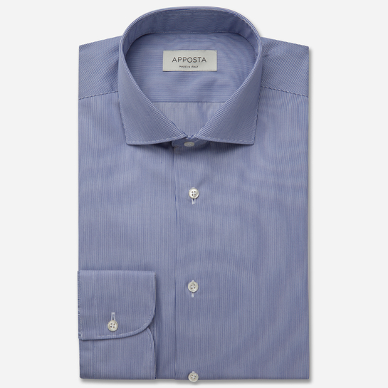 camisa azul de sarga de finas rayas con tela sin arrugas de algodón