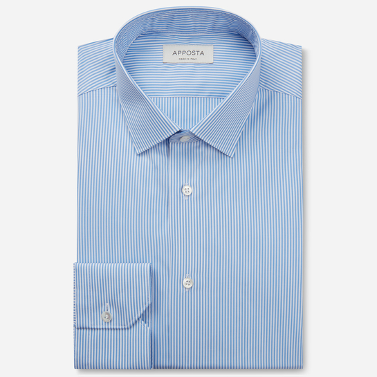 shirt 100% pure cotton poplin  stripes  light blue, collar style  low straight point collar