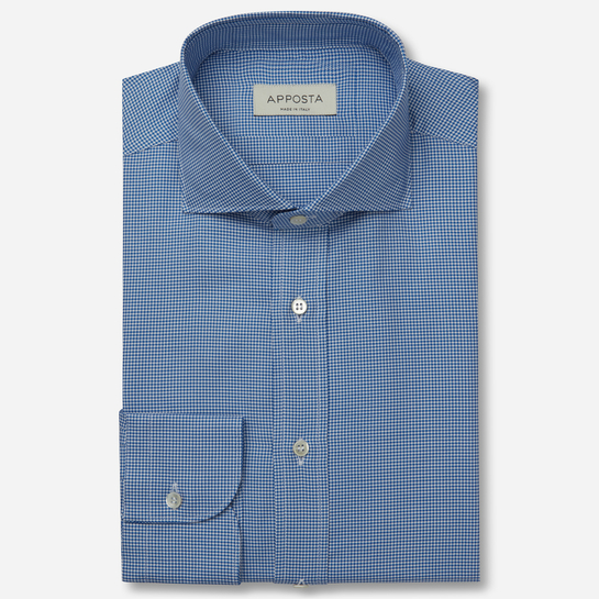 camicia blu pied de poule cotone oxford