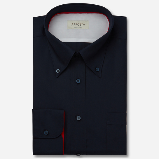 shirt 100% pure cotton poplin  solid  blue, collar style  high button-down collar