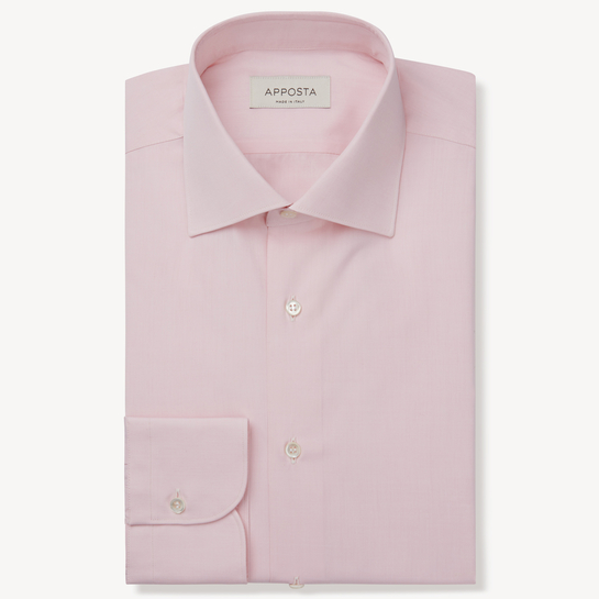 camisa rosa de popelina con cuello semi-italiano de algodón