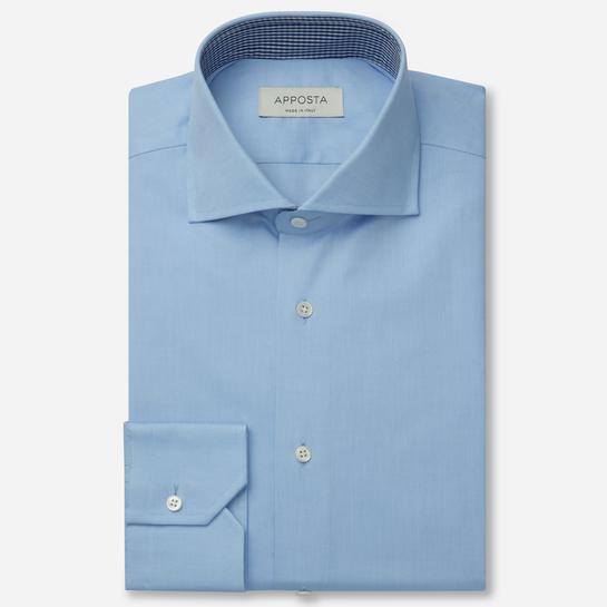 camisa 100% algodón oxford  color liso  azul claro, cuello estilo  francés de puntas cortas