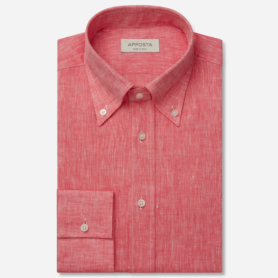 Hemd aus Leinen der Normandie mit Button-Down-Kragen, rot