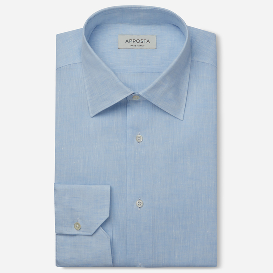 camicia lino turchese collo italiano basso