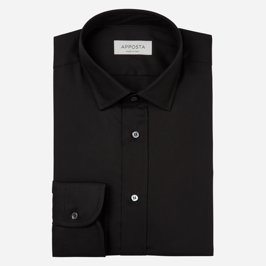 camisa algodón-coolmax sarga  color liso  negro, cuello estilo  recto actualizado