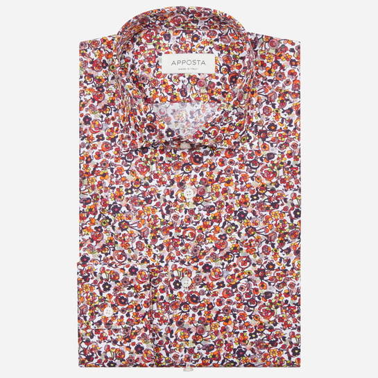 shirt 100% pure cotton poplin  flowers designs  multi, collar style  semi-spread collar