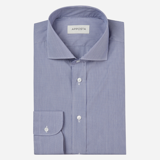 shirt 100% pure cotton poplin  stripes  blue, collar style  lower spread collar
