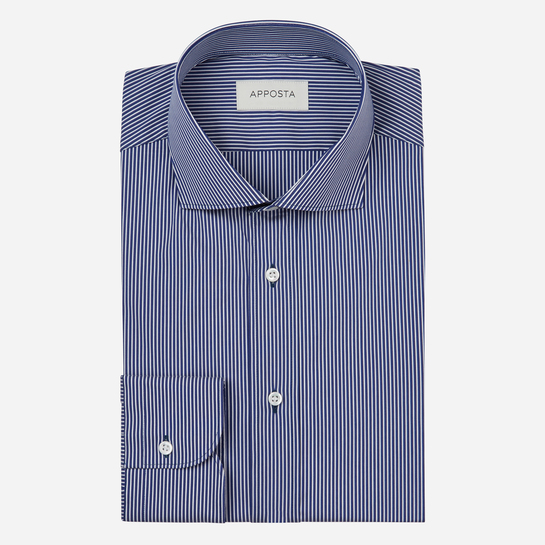 shirt stretch poplin  stripes  blue, collar style  updated spread with short points