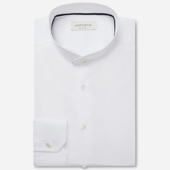 shirt stretch poplin viroformula  solid  white, collar style  angled band collar
