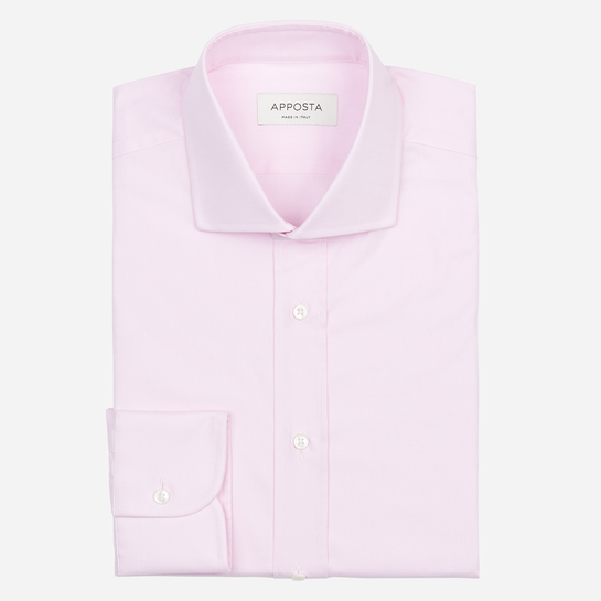 camicia 100% puro cotone pinpoint  tinta unita  rosa, collo stile  collo francese aggiornato a punte corte