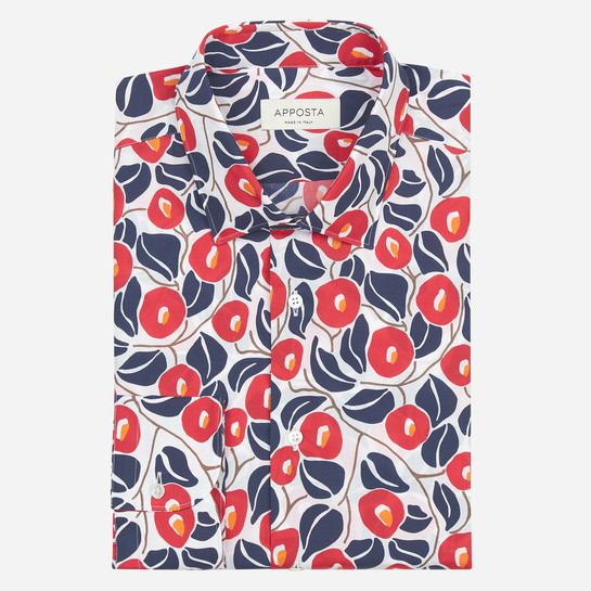 Multi-Colour Cotton Poplin Flowers Design Shirt
