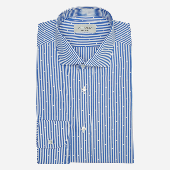 camicia cotone popeline  righe  azzurro, collo stile  collo francese aggiornato a punte corte