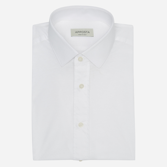 camicia 100% puro cotone jersey doppio ritorto  tinta unita  bianco, collo stile  italiano aggiornato