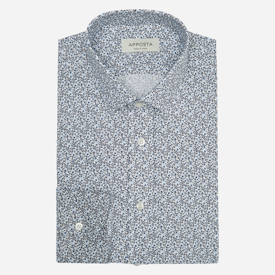 shirt mock leno double twisted  flowers designs  blue, collar style  updated straight point collar