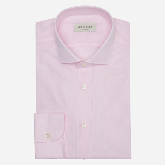 camicia 100% puro cotone giro inglese  tinta unita  rosa, collo stile  collo francese aggiornato a punte corte