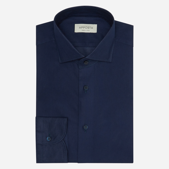 shirt 100% pure cotton mock leno double twisted  solid  blue, collar style  lower spread collar