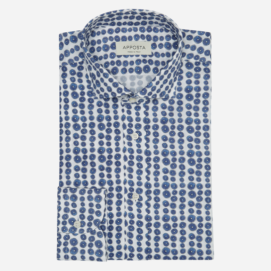 camicia 100% puro cotone giro inglese doppio ritorto  disegni  blu, collo stile  collo francese aggiornato a punte corte