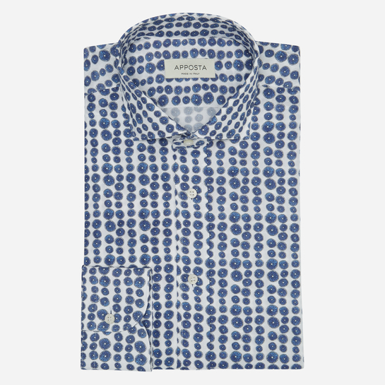 camicia cotone giro inglese doppio ritorto  texture  blu, collo stile  collo francese aggiornato a punte corte