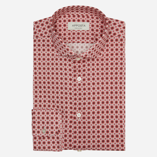 camicia 100% puro cotone jersey doppio ritorto  disegni a pois  rosa, collo stile  collo francese aggiornato a punte corte