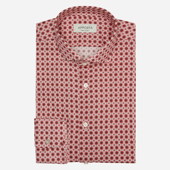 camicia cotone jersey doppio ritorto  disegni a pois  rosa, collo stile  collo francese aggiornato a punte corte
