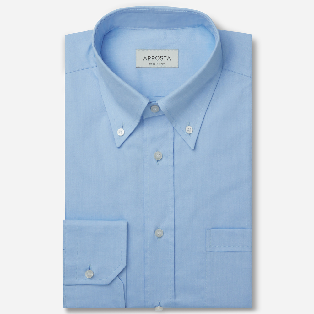 Shirt  solid  light blue 100% pure cotton oxford triple twisted supima, collar style  button-down collar