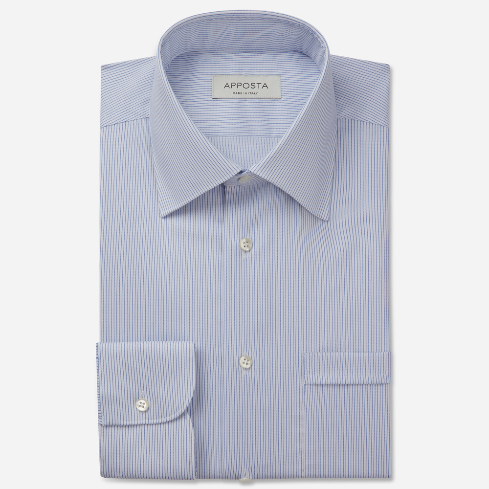 Shirt  stripes  light blue 100% easy iron cotton dobby, collar style  formal straight point collar