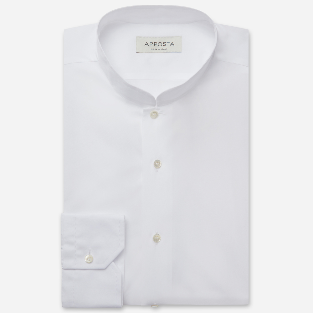 Shirt  solid  white 100% pure cotton twill, collar style  open band collar