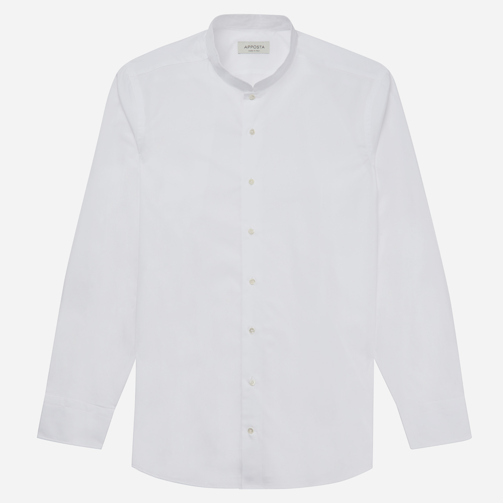 Hemd  einfarbig  weiß baumwolle twill, kragenform  offener stehkragen günstig online kaufen