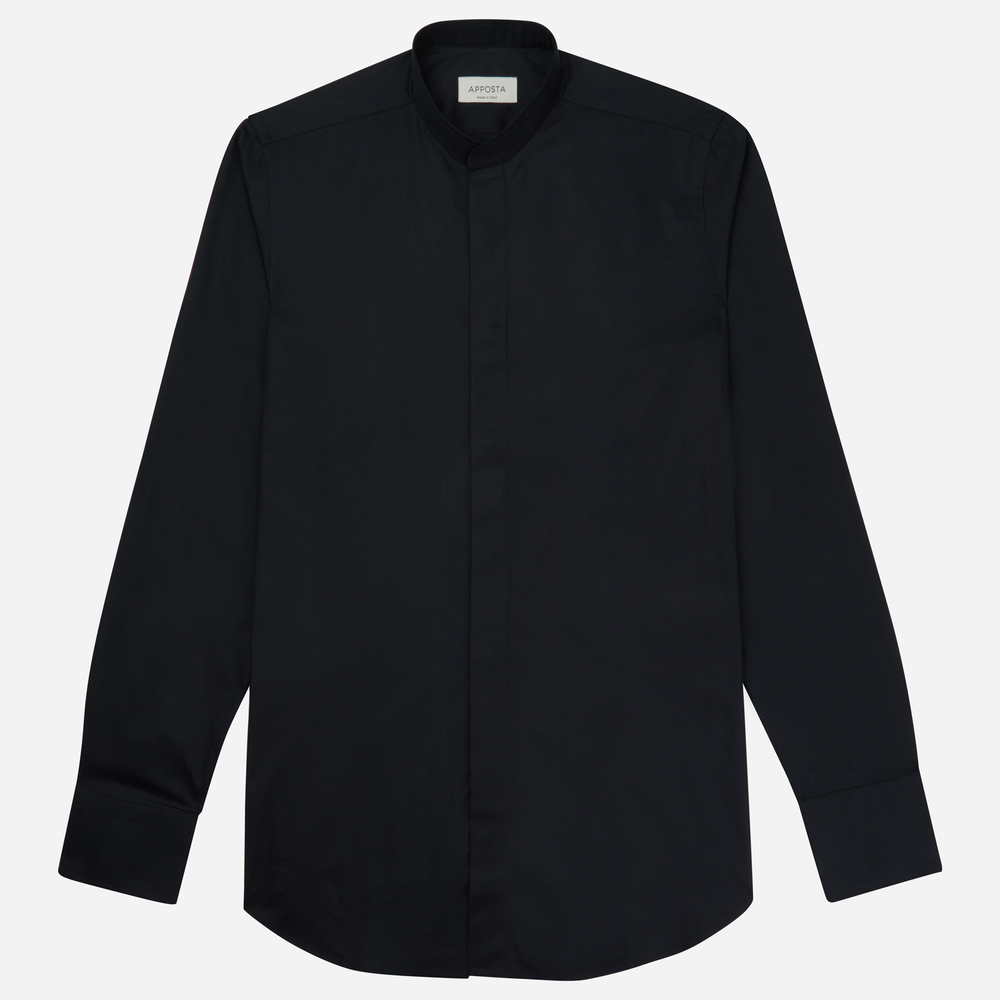 Hemd  einfarbig  schwarz baumwolle twill doppelt gezwirnt, kragenform  steh günstig online kaufen