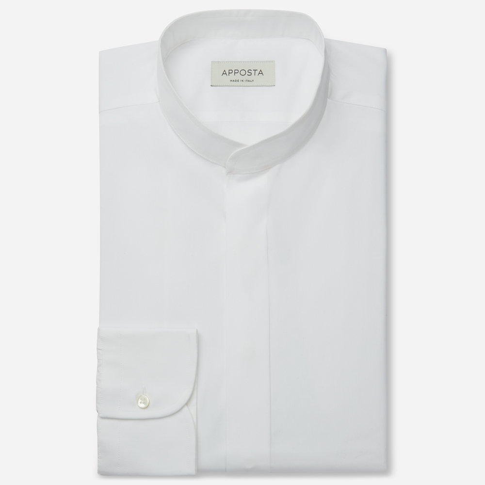 Hemd  einfarbig  weiß baumwolle twill doppelt gezwirnt, kragenform  stehkra günstig online kaufen