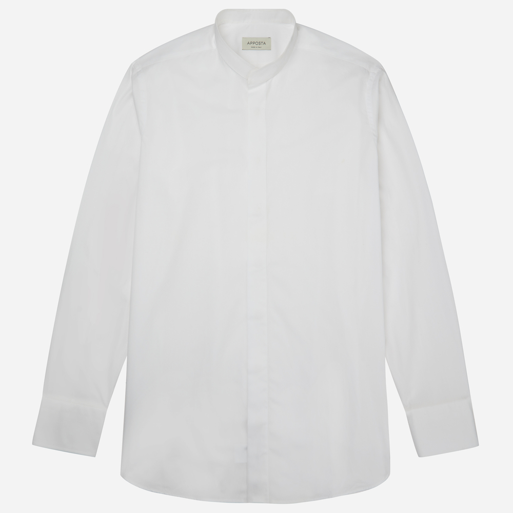 Hemd  einfarbig  weiß baumwolle twill doppelt gezwirnt, kragenform  stehkra günstig online kaufen