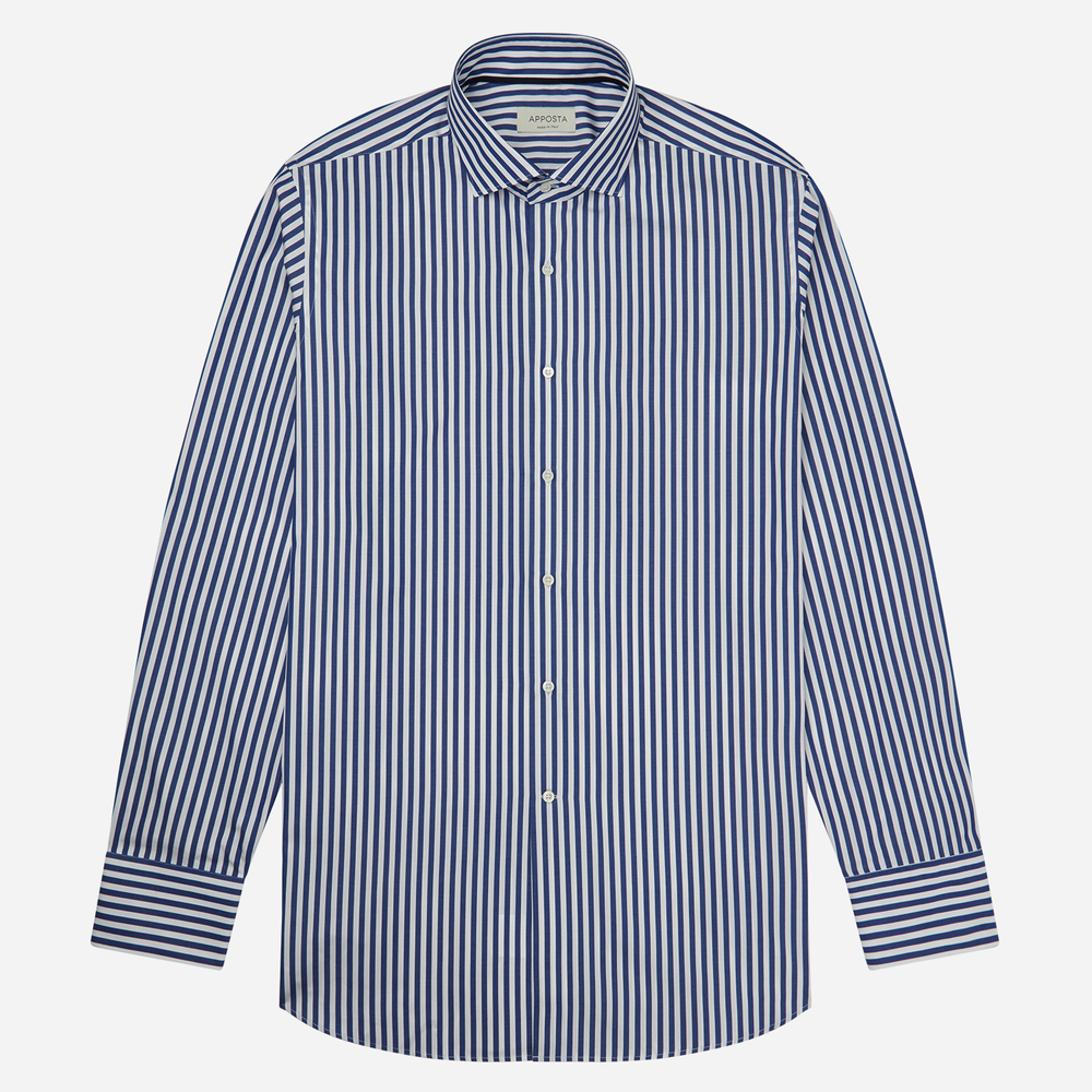 Hemd  streifen  marineblau baumwolle popeline, kragenform  niedriger spreiz günstig online kaufen