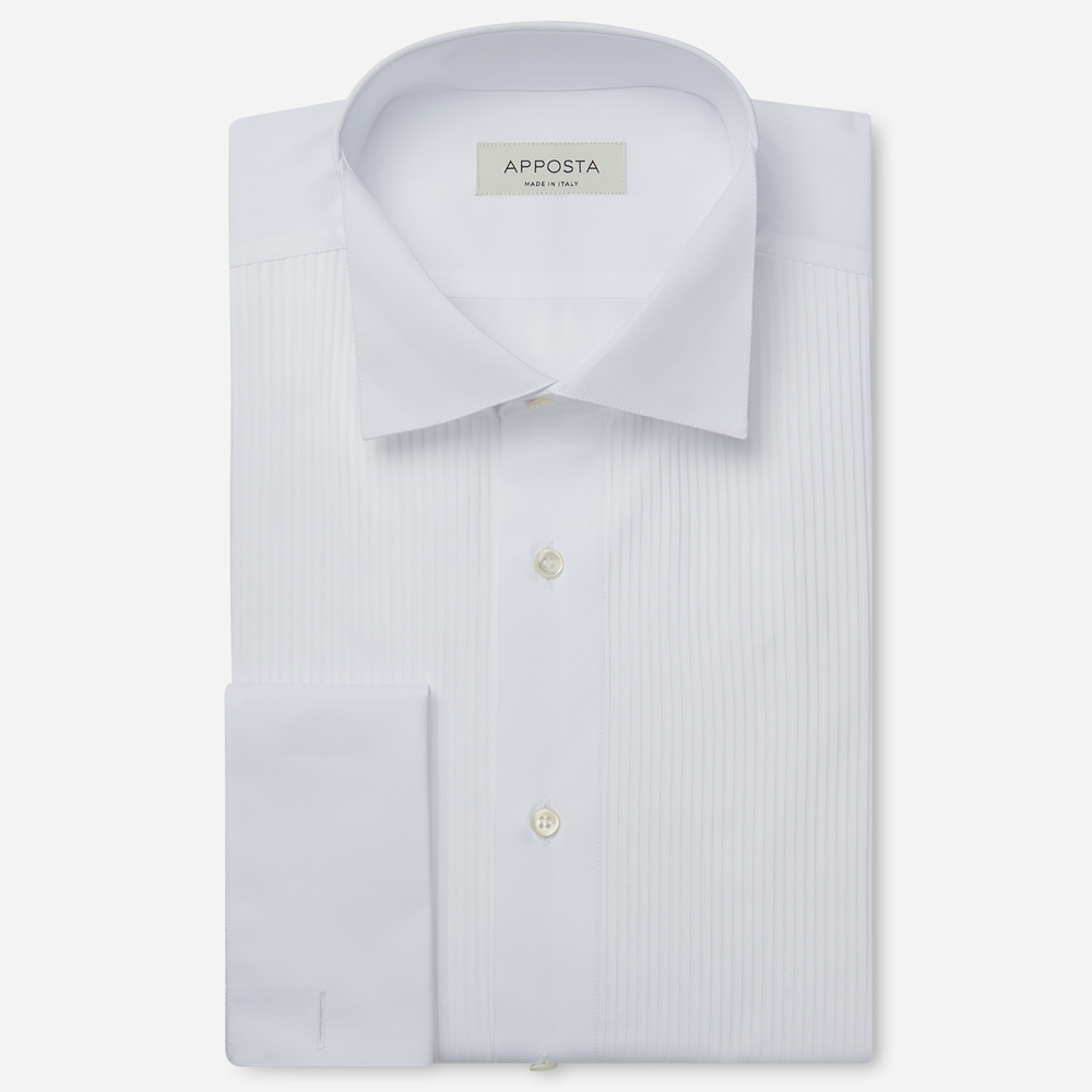 Image of Shirt solid white 100% pure cotton, collar style wing collar with funcional loop, cuff french cuff (cufflinks)