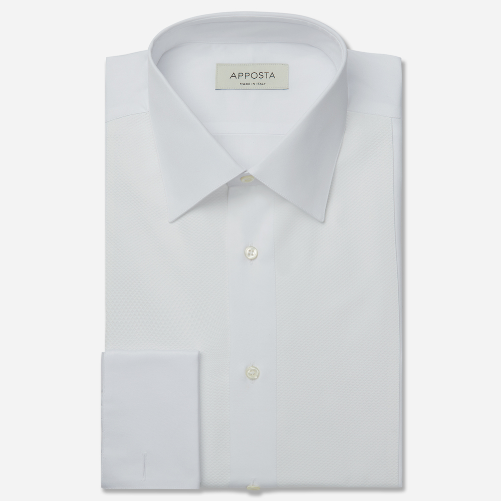 Image of Shirt solid white 100% pure cotton, collar style low straight point collar, cuff french cuff (cufflinks)
