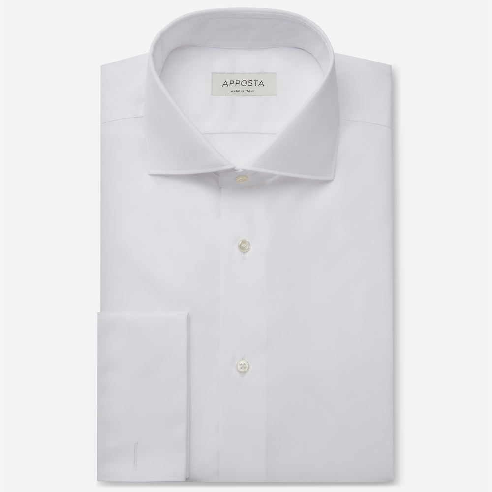 Shirt  solid  white 100% pure cotton twill triple twisted giza 45, collar style  spread collar, cuff  french cuff (cufflinks)