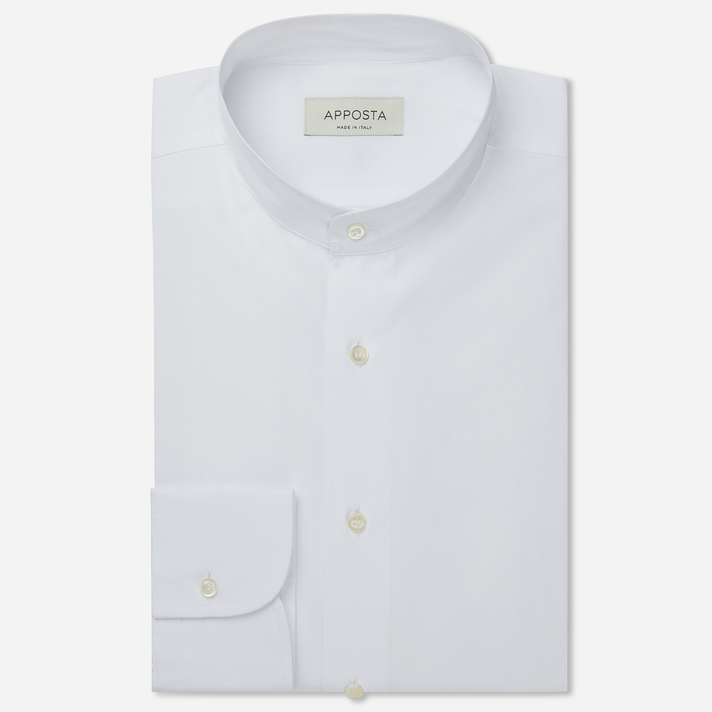Shirt  solid  white 100% wrinkle free cotton oxford double twisted, collar style  band collar