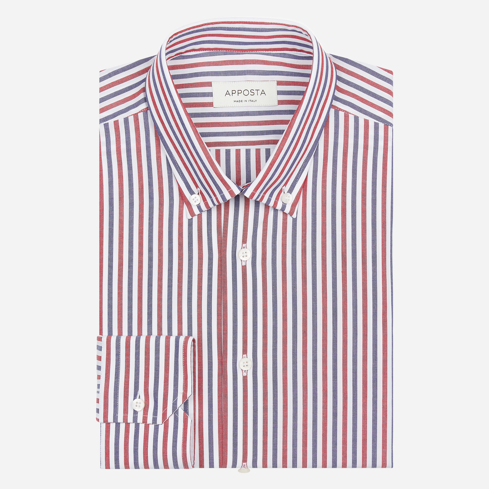 Shirt  stripes  red 100% pure cotton plain, collar style  low button-down collar