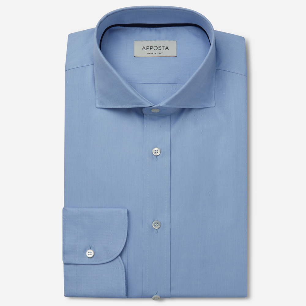 Image of Shirt solid light blue 100% pure cotton oxford, collar style lower spread collar