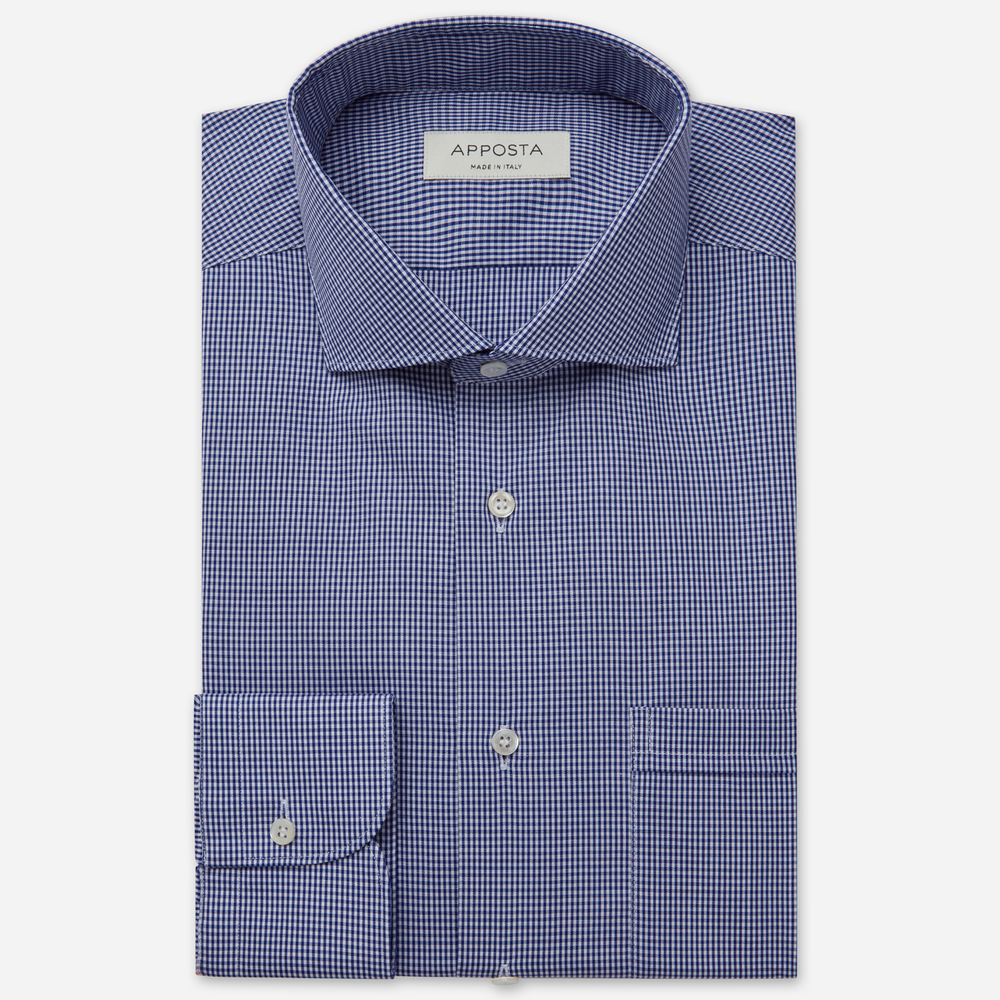 Hemd  klein kariert  marineblau baumwolle fil-à-fil, kragenform  modernisie günstig online kaufen