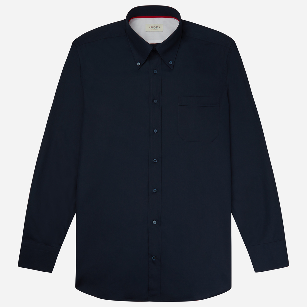 Hemd  einfarbig  marineblau baumwolle satin, kragenform  hoher button-down- günstig online kaufen