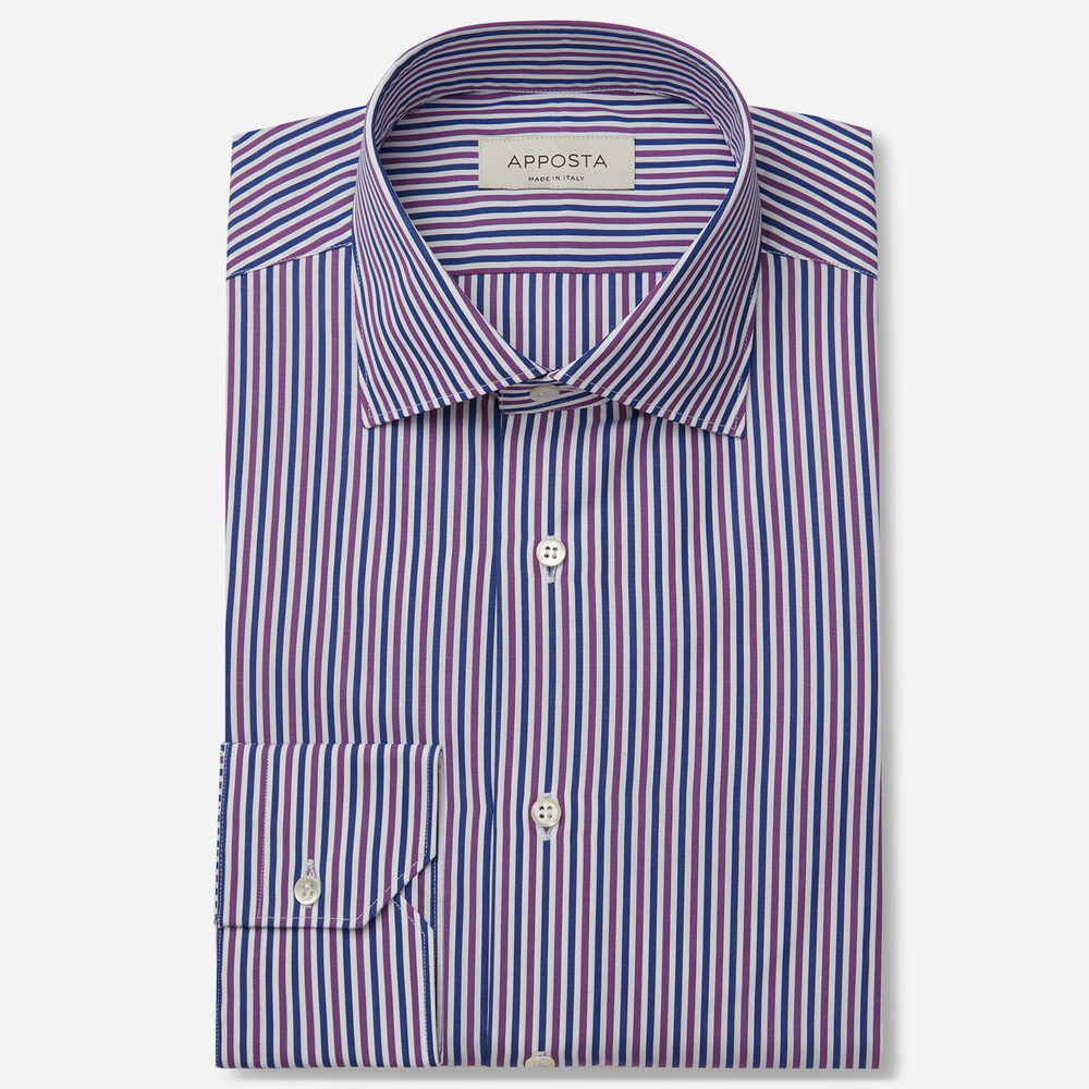 Shirt  stripes  multi 100% pure cotton poplin double twisted, collar style  semi-spread collar