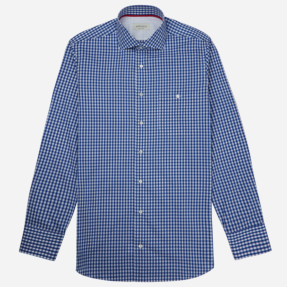 Hemd  karos gingham  marineblau baumwolle zefir, kragenform  spreizkragen günstig online kaufen