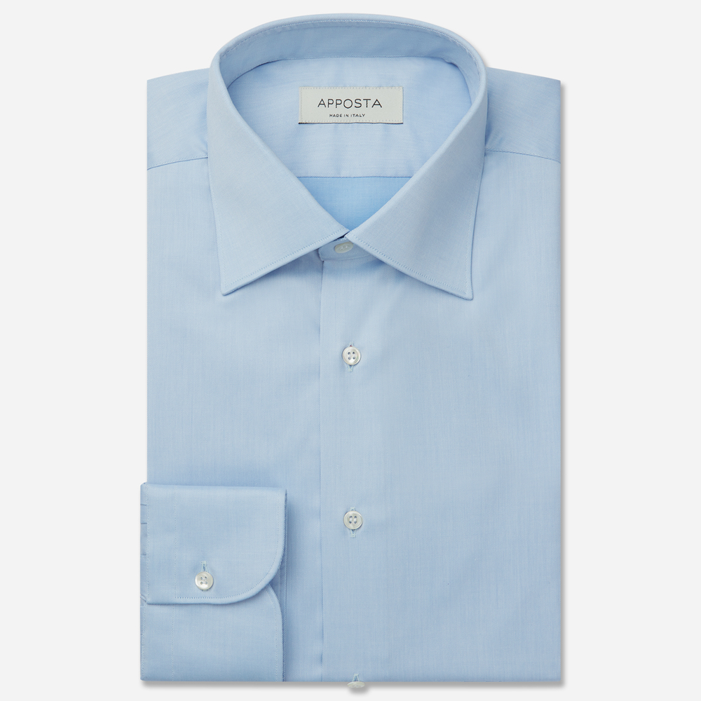 Shirt  solid  light blue 100% easy iron cotton twill, collar style  regular straight point collar