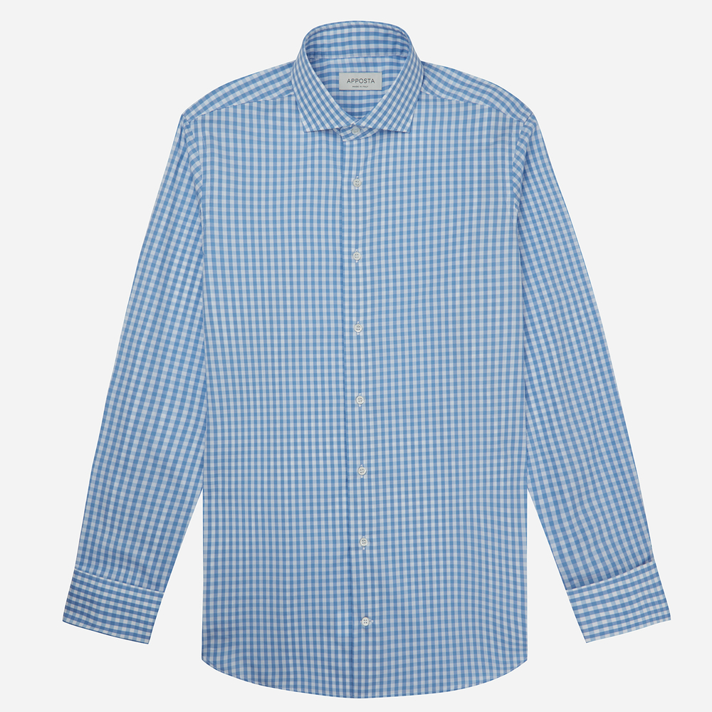 Hemd  karos gingham  hellblau knitterfreie baumwolle popeline, kragenform günstig online kaufen