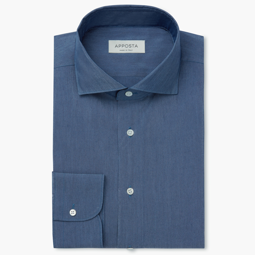 Hemd  einfarbig  marineblau baumwolle denim, kragenform  niedriger spreizkr günstig online kaufen