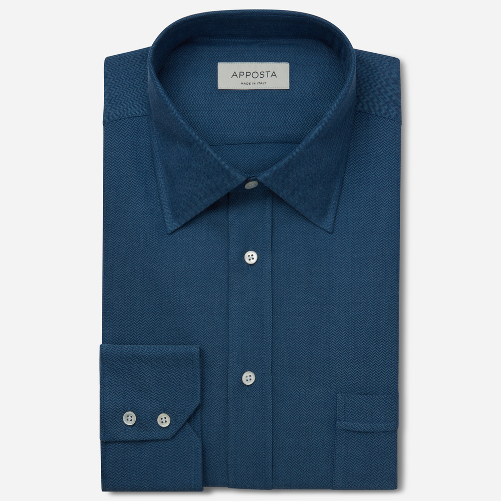 Shirt  designs  navy blue 100% pure cotton denim double twisted, collar style  low straight point collar