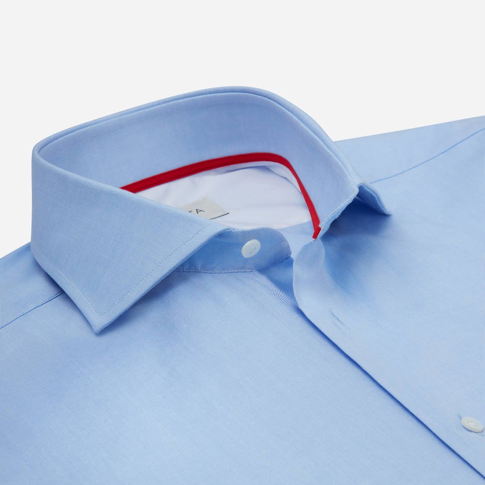Shirt solid light blue cotton oxford, collar style lower spread collar Shirt solid light blue cotton oxford, collar style lower spread collar