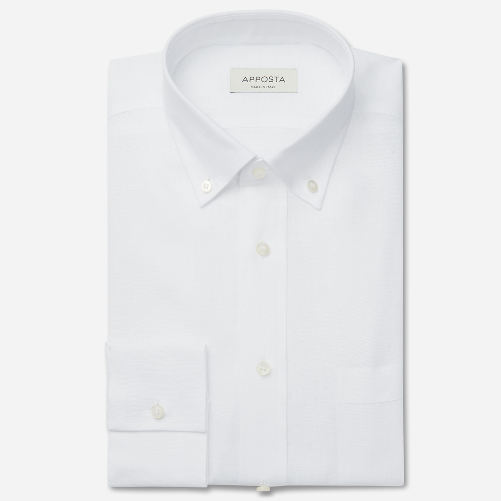 Hemd  einfarbig  weiß leinen popeline, kragenform  kleiner button-down-krag günstig online kaufen