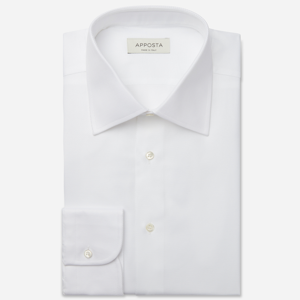 Image of Shirt solid white 100% bio cotton royal twill double twisted, collar style formal straight point collar